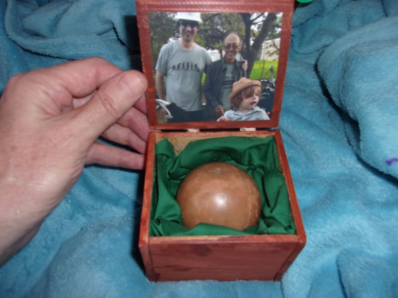 Polished Dorodango Sphere in box Example - NOT FOR SALE