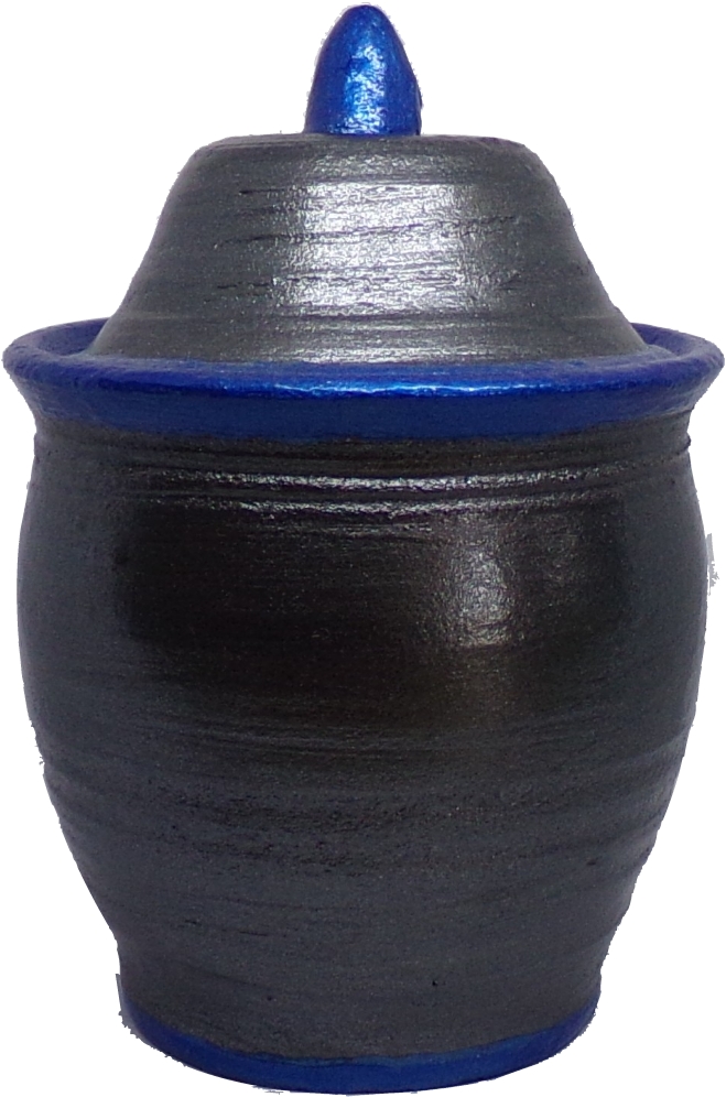 Graphite and Blue Small Pet's Urn with lid by DMW