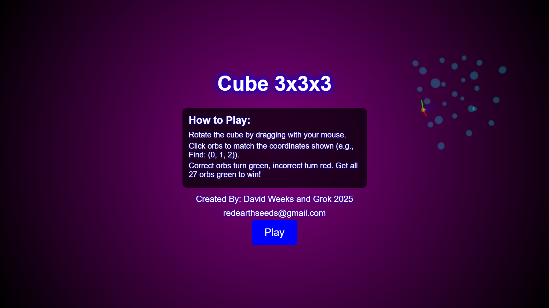 Cube 3x3x3 Main Screen