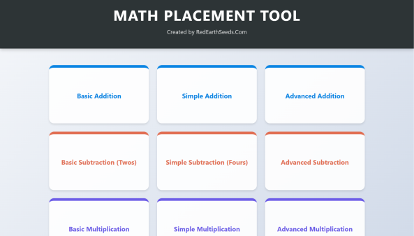 Math Placement Tool for K-12